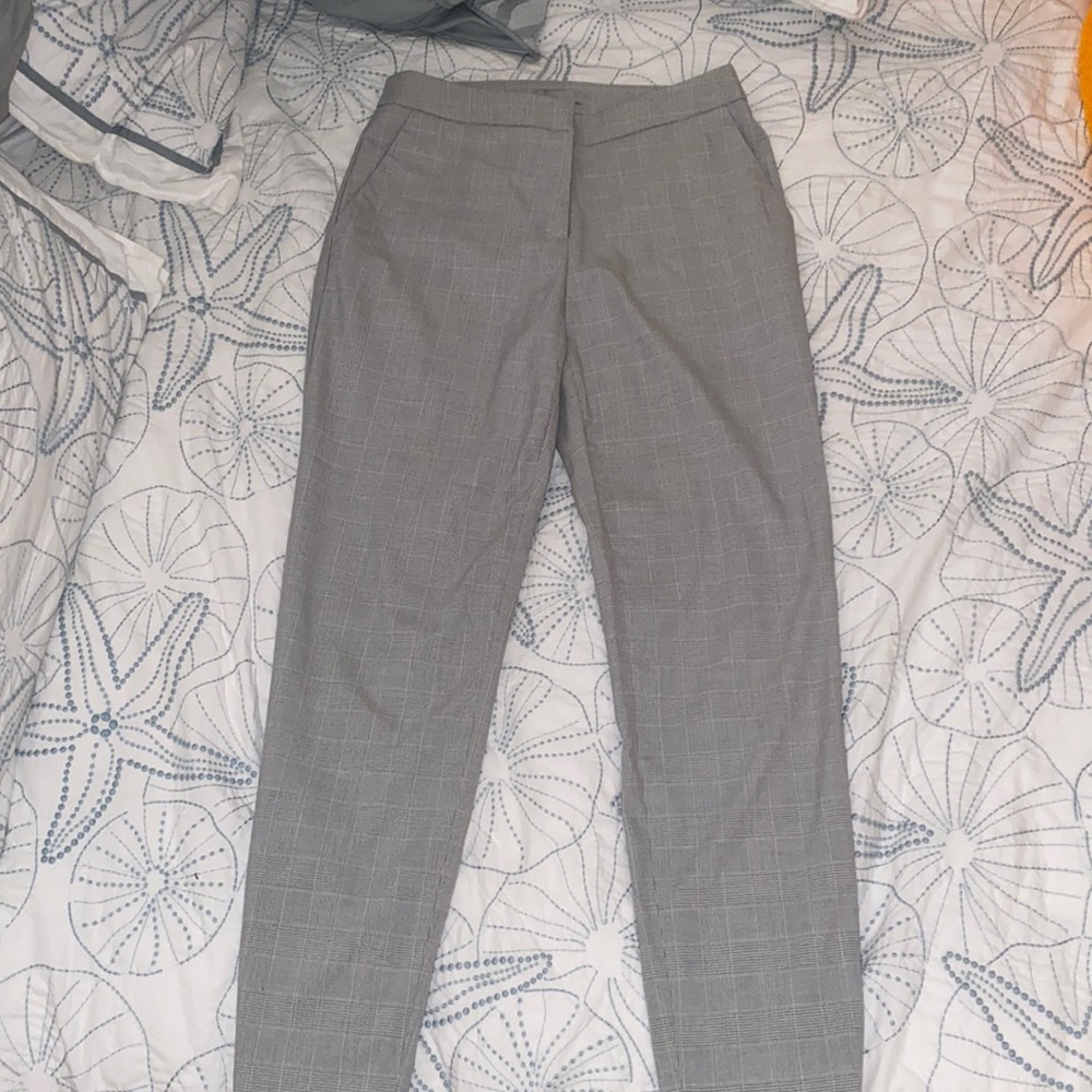 Women’s Straight Leg Gray Checkered Slacks
